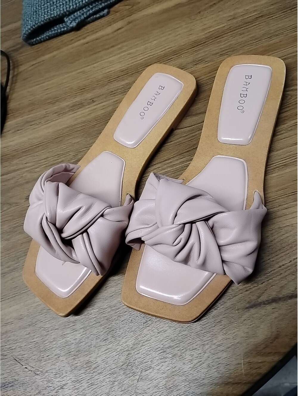 Bamboo Dusty Rose Boho Knot Bow Sandals slip on flats shoes Size 8.5